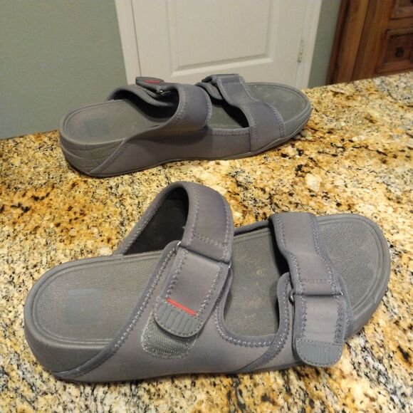 FitFlop Gogh Moc Water-Resistant Outdoor Adjustable Sandals Men's Sz 9 Gray - Picture 2 of 10